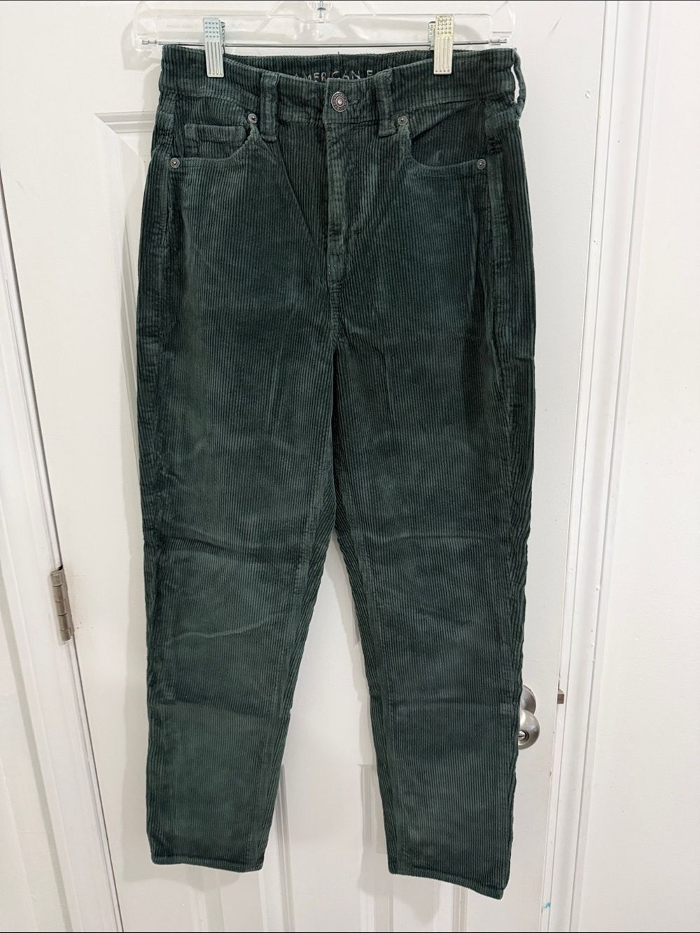 American Eagle Outfitters Dark Green Corduroy Straight Leg Pants Size 4